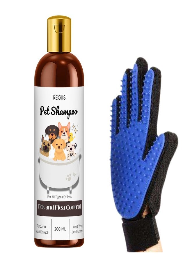 REGIIS Pet Grooming Set, Tick and Flea Control Shampoo with Deshedding Glove - Image 1